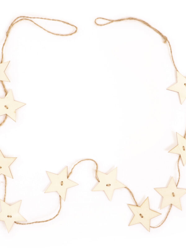 Jute garland 128 cm - Wooden stars