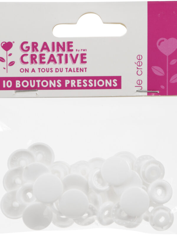 Set of 10 resin snap buttons white size 20 (12.2)