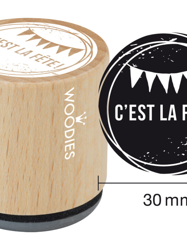 Woodies wooden stamp 30mm – Let’s party!
