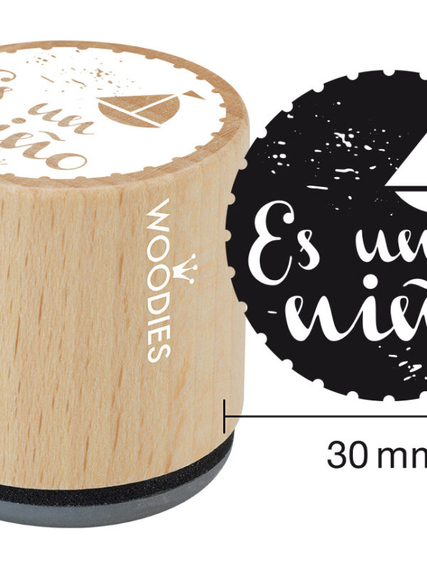 Woodies wooden stamp 30mm – It’s a boy
