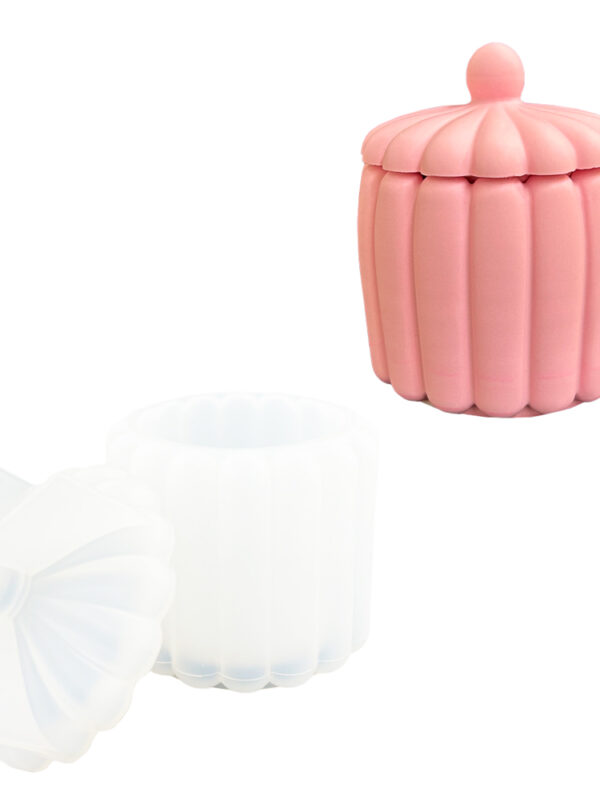 Silicone mould round striped box with lid