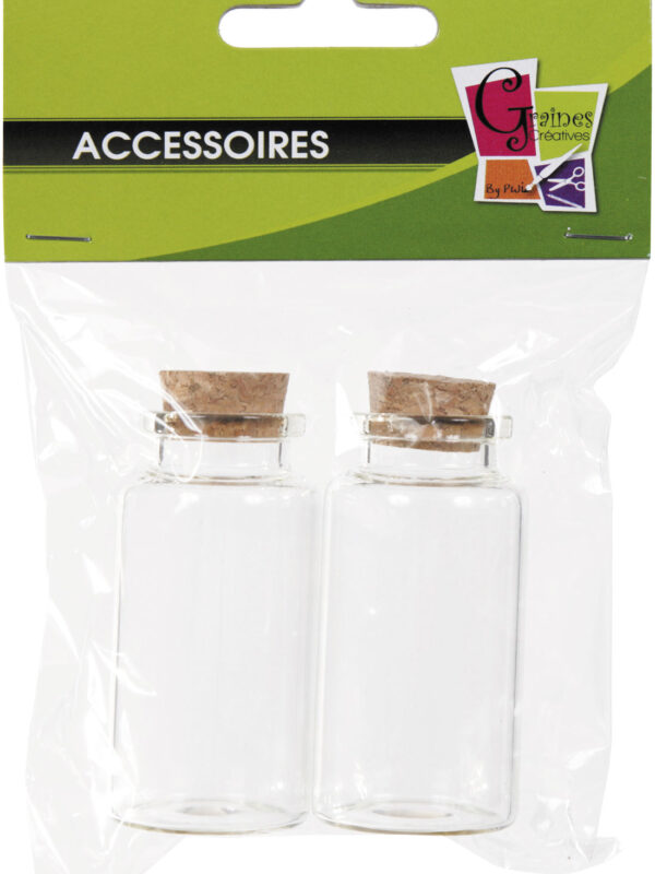 Bag with 2 glass bottles 28 x 59 mm