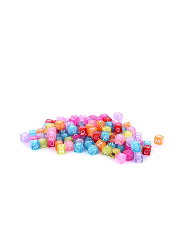 Assorted coloured alphabet cube beads 20g
