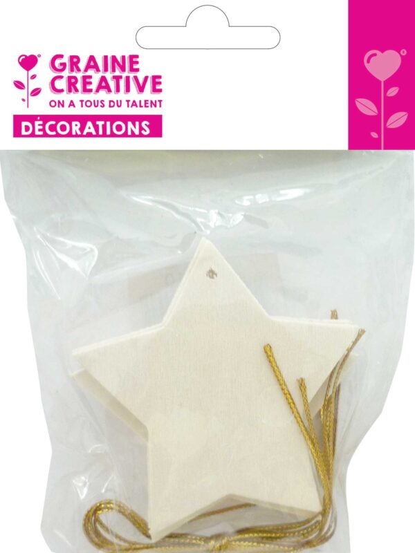 Set of 6 wooden stars to hang 60 mm
