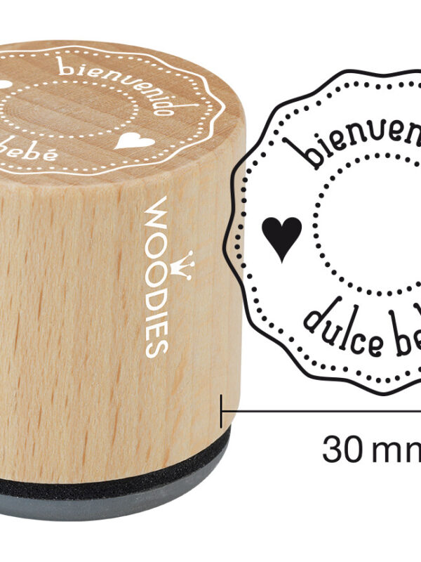 Woodies wooden stamp 30mm – Welcome sweet baby