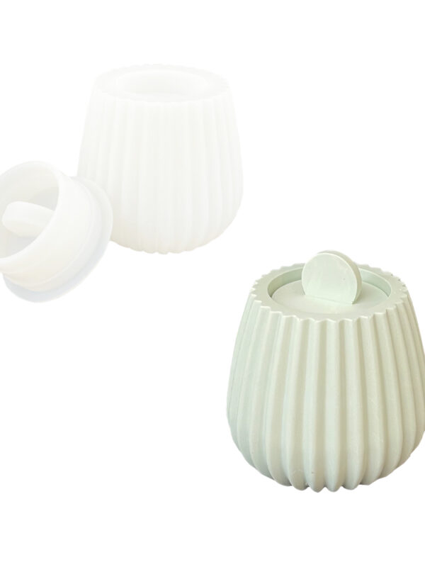 Moule en silicone à rayures pour pot avec couvercle