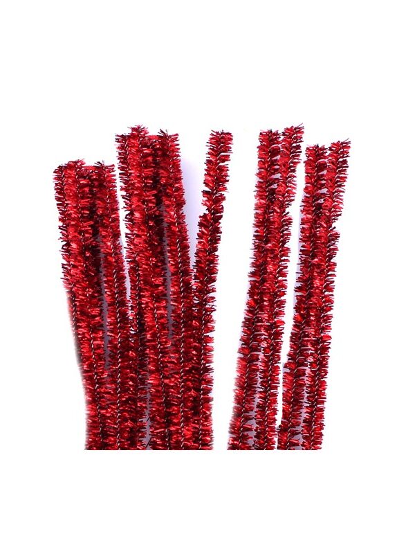 Chenilles metallic 6mm 30cm, 25pcs red