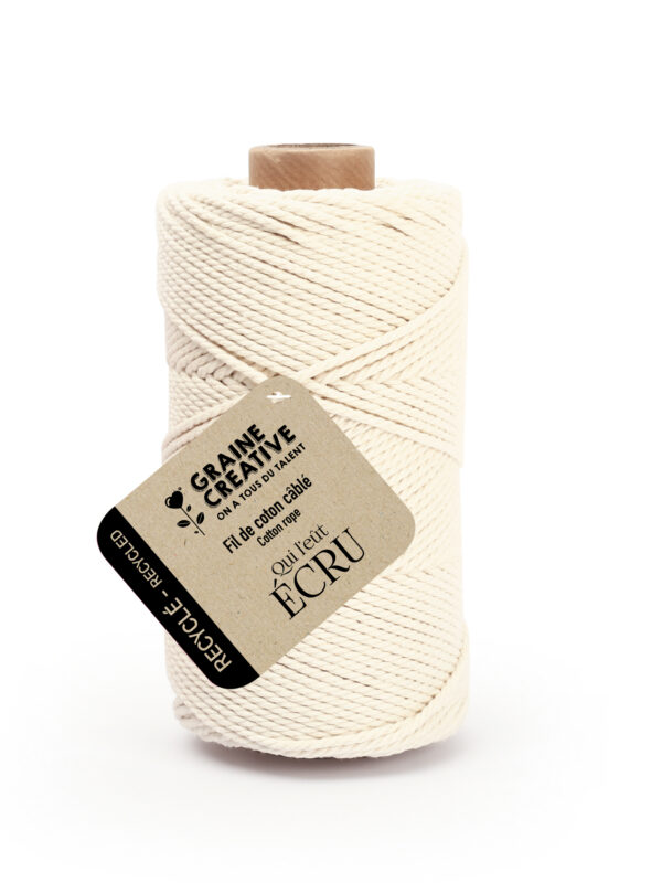 Gerecycled katoendraad 400 g Ø 2 mm x 100 m – Ecru