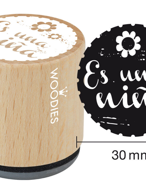 Woodies wooden stamp 30mm – It’s a girl