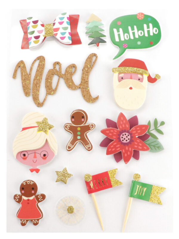 3D-effectstickers 60 mm – Kerstmis (13 stuks)