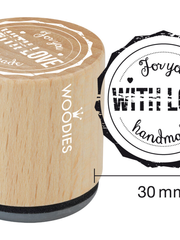 Woodies wooden stamp 30mm – For you with love handmade