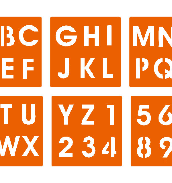 Stencil – Capital alphabet and numbers (6 pcs)