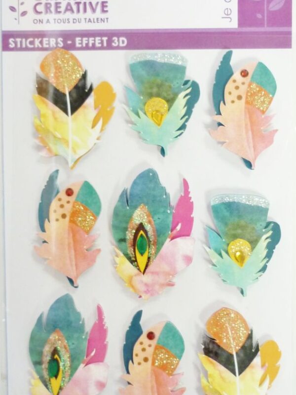 9 veerstickers met 3D-effect, 50 mm