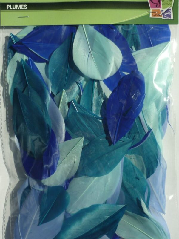 Bag of 10 g cut feathers blue shades 60