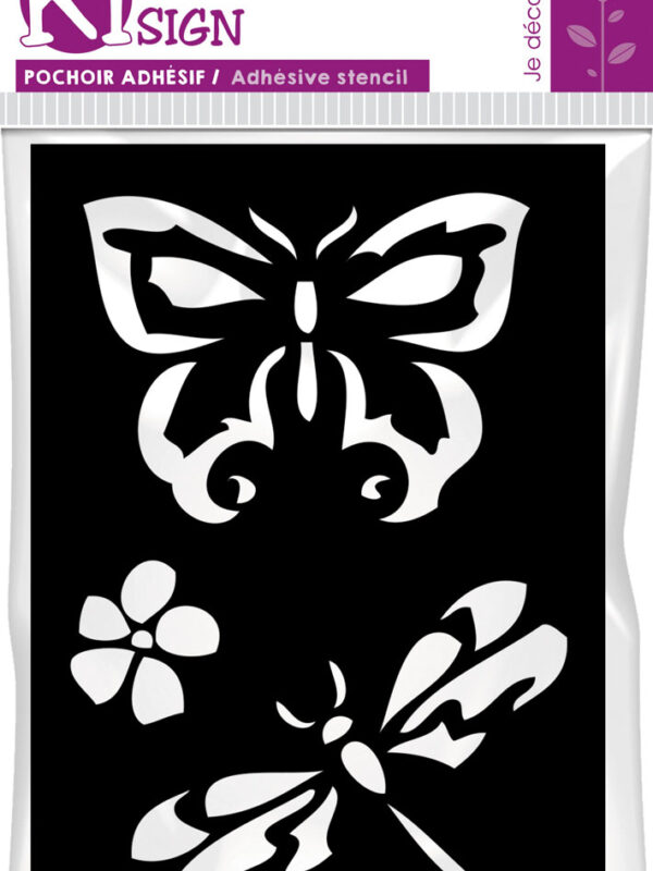 Self-adhesive stencil 70mm x 100mm – Butterfly and dragonfly