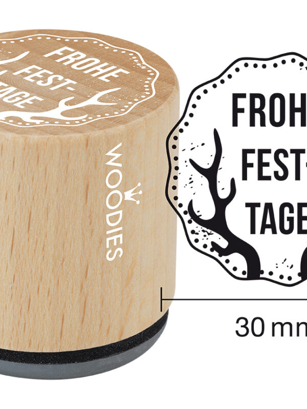 Houten stempel Woodies 30mm - Frohe Festtage