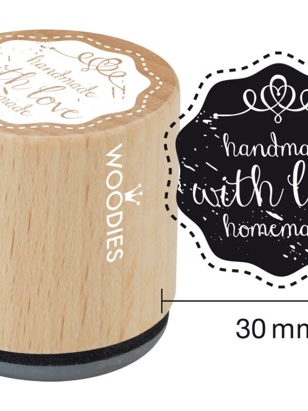 Houten stempel Woodies 30mm - Handmade with love homemade 2