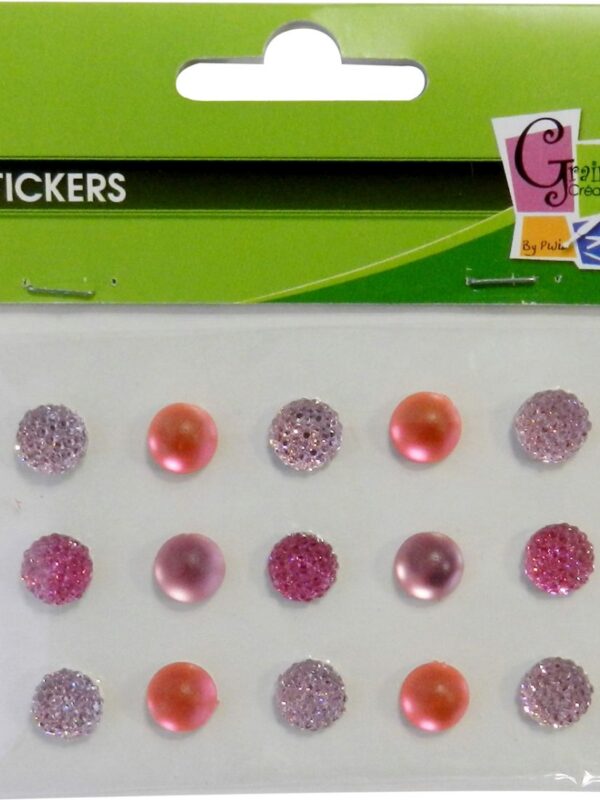 15 adhesive frosted rhinestones pink 10