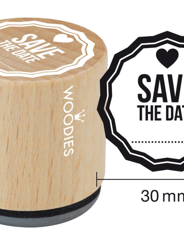 Houten stempel Woodies 30mm - Save the date 2
