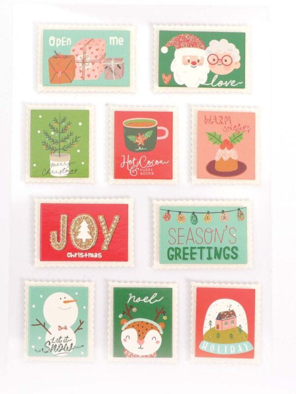 3D glitterstickers – Kerststempels (10 stuks)
