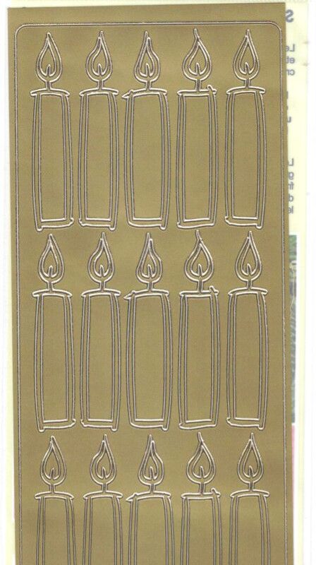 Afneembare stickers grote kaars goud 105 x 232 mm
