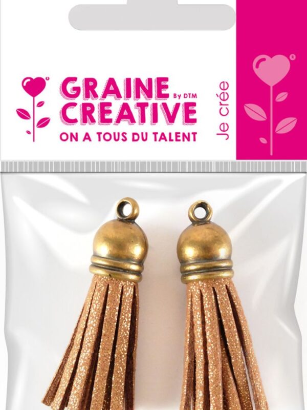 Set of 2 tassels bronze gold finish 40mm