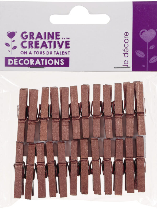 Wooden clothes pegs 30 mm - Copper (24 pcs)