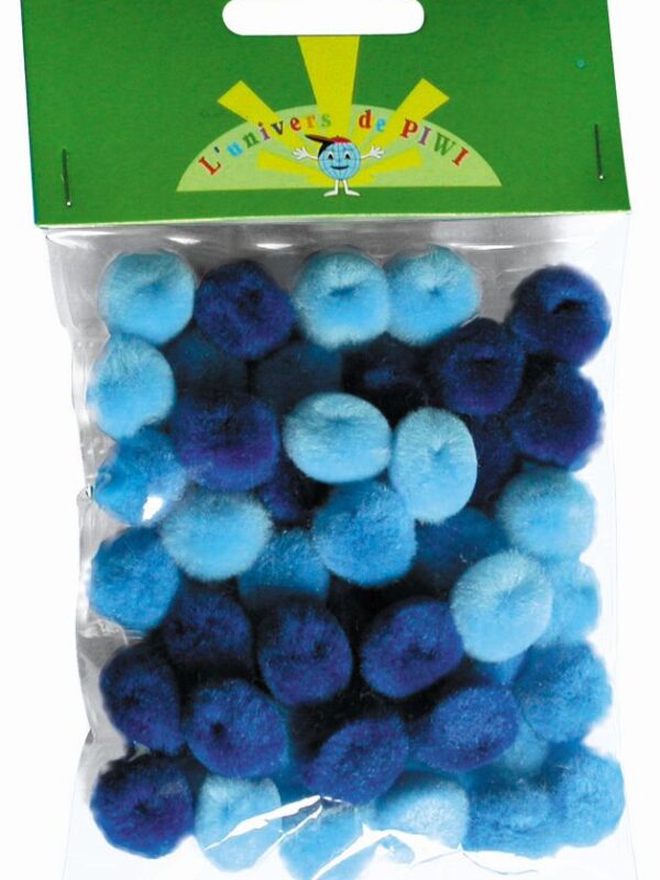 Pompons 15 mm P/45 assorted shades of blue