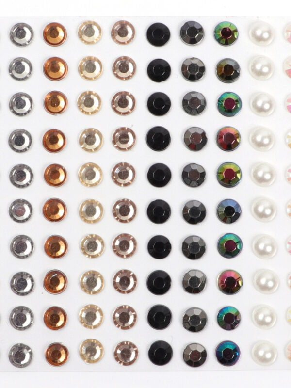 Sheet of rhinestones 5 mm – Metallic, black and pearl (100 pcs)