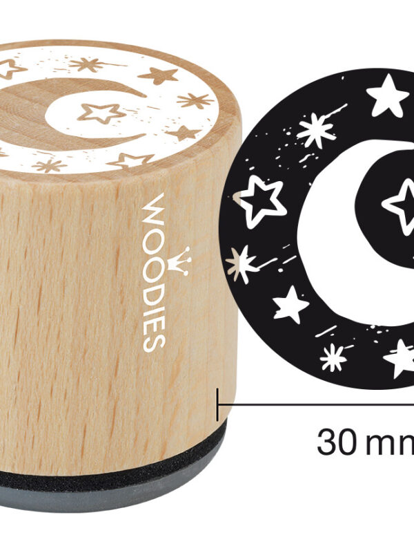 Houten stempel Woodies 30mm - Maan en sterren