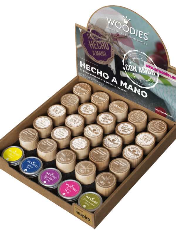 Display Woodies Handmade – 25 wooden stamps + 5 ink pads