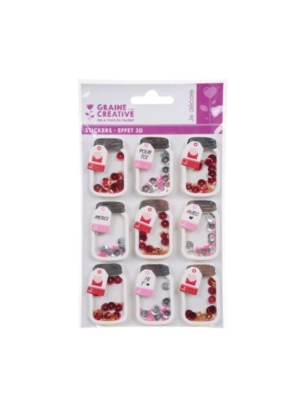 3D-effectstickers 50 mm – Kleine potjes (9 stuks)