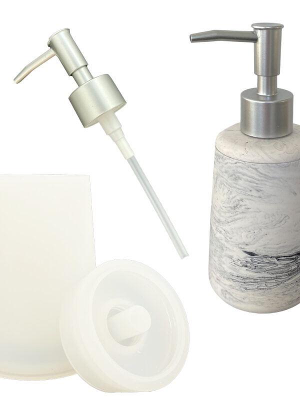 Silicone mould soap pump cylinder including pump