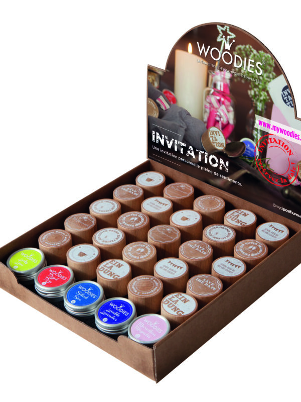Display Woodies Invitation – 25 wooden stamps + 5 ink pads