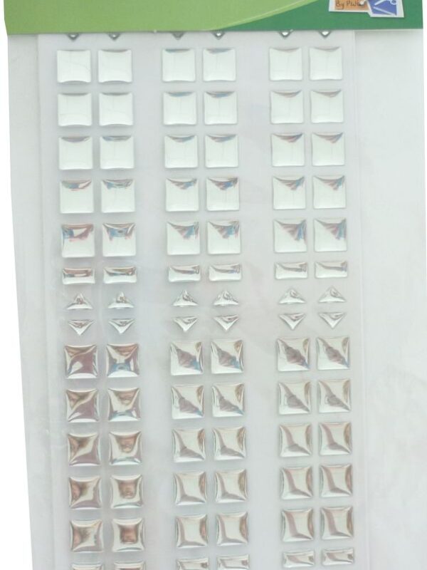 Set of 192 adhesive mosaic tiles silver