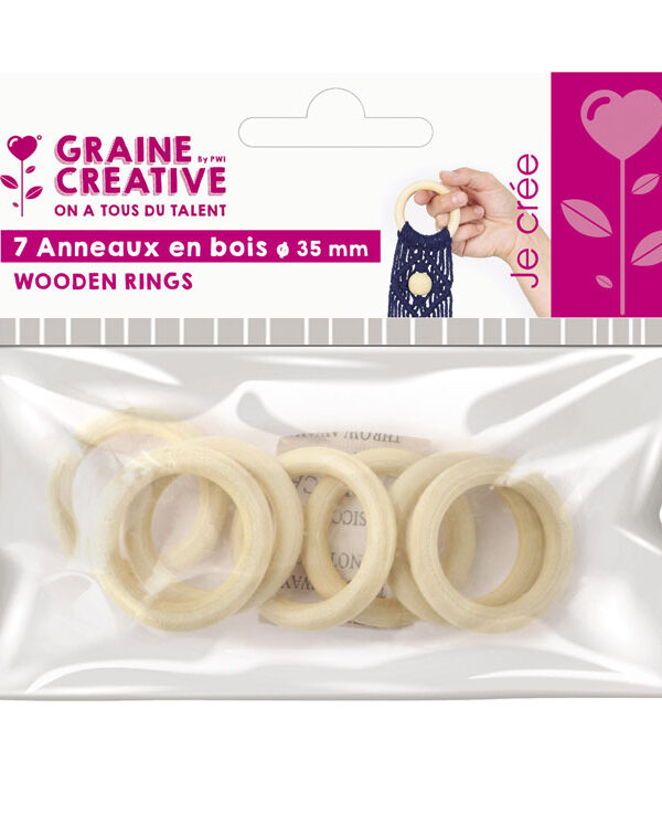 Set of 7 wooden rings Ø 35 mm