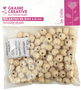 Zakje houten kralen Ø 10 mm (100 stuks)