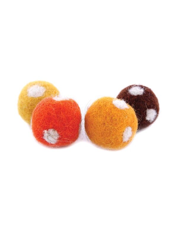 Gepiercete wolballen met stippen 20 mm assorti geel-oranje (8 stuks)