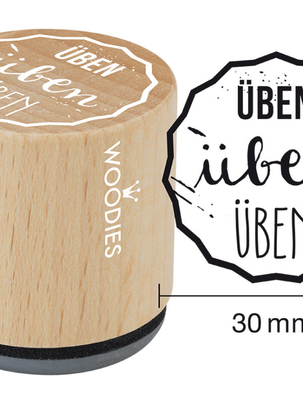 Houten stempel Woodies 30mm - Üben üben üben