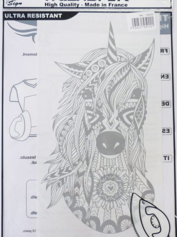 Heat transfer unicorn silver A4