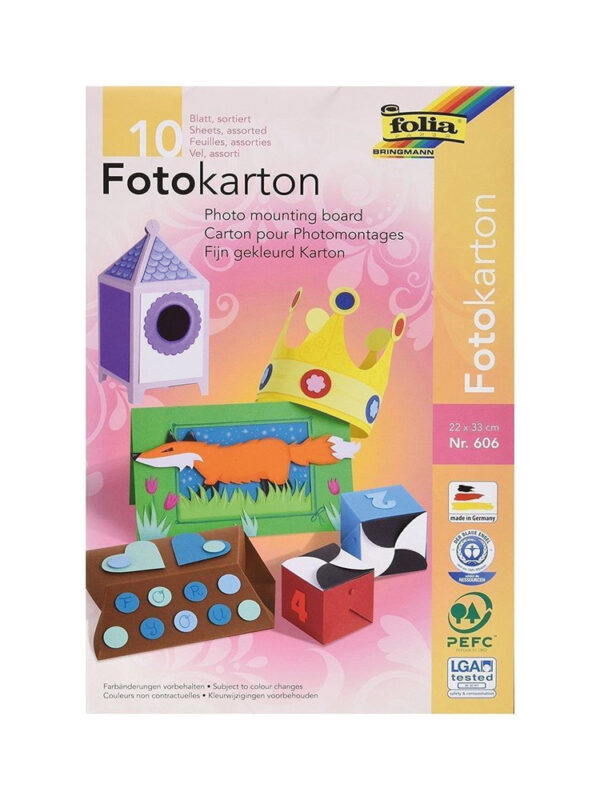 Photo cardboard 22 x 33 cm 10 sheets coloured