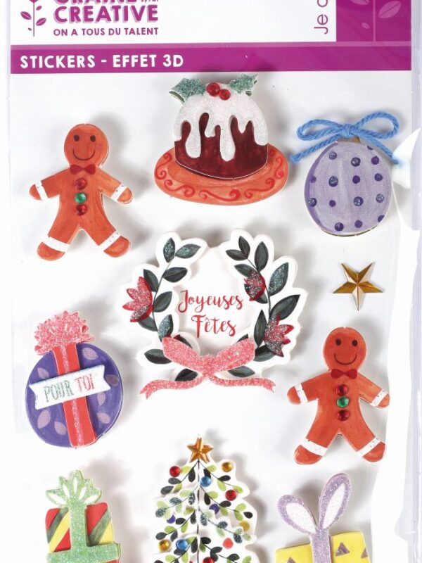 10 Christmas decoration stickers 3D effect 50 mm