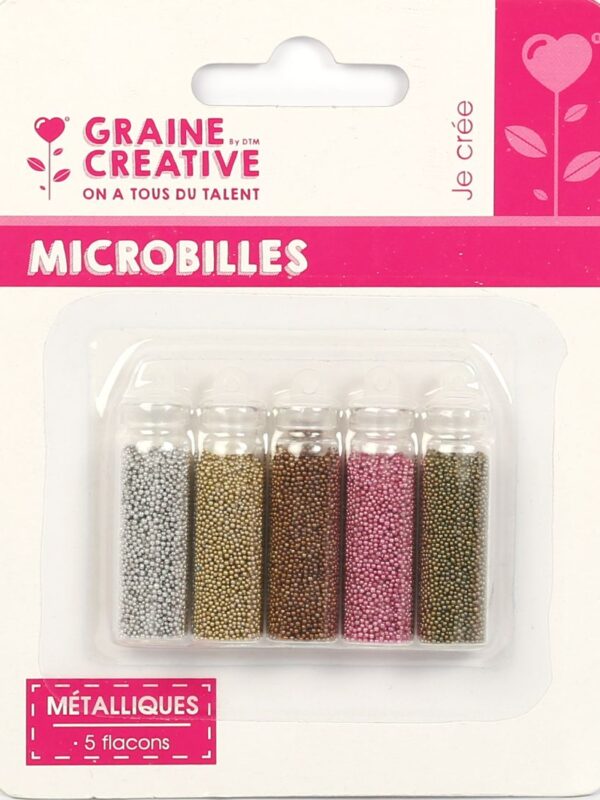 Assortment of 5 bottles metallic microbeads 5x20g