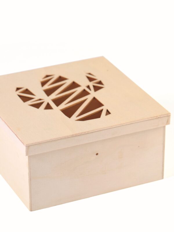 Wooden box 150 mm x 150 mm x 75 mm – Cactus