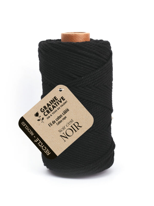 Gerecycled katoendraad 400 g Ø 2 mm x 100 m – Zwart