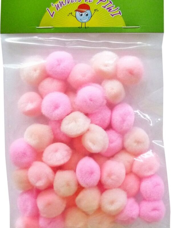 Pompons 15 mm P/45 assorted shades of pink