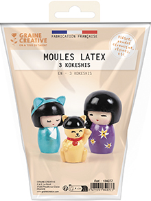 Latex plaster mold Kokeshi x 3 models