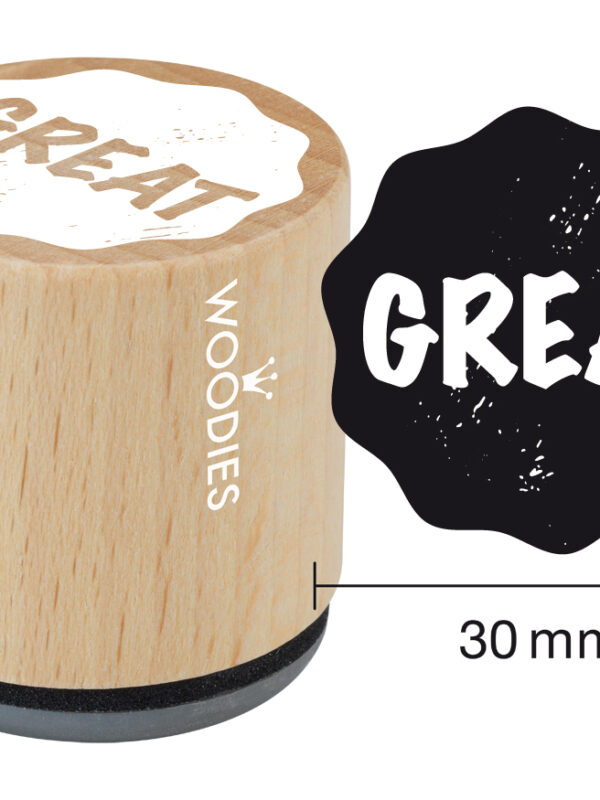 Woodies wooden stamp 30mm – Great