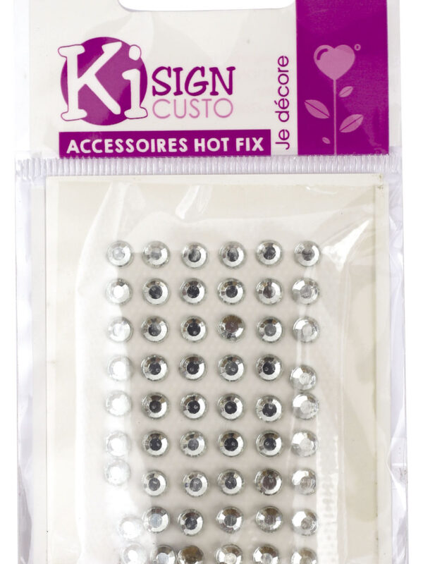 Heat-adhesive rhinestones Ø5mm crystal card (60 pcs)