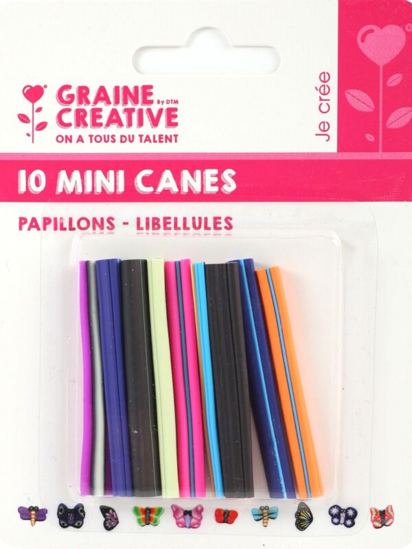 Assortment of 10 mini butterfly dragonfly canes 50x5mm